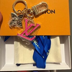 Pink LV Logo Keychain Charm (fashion only)